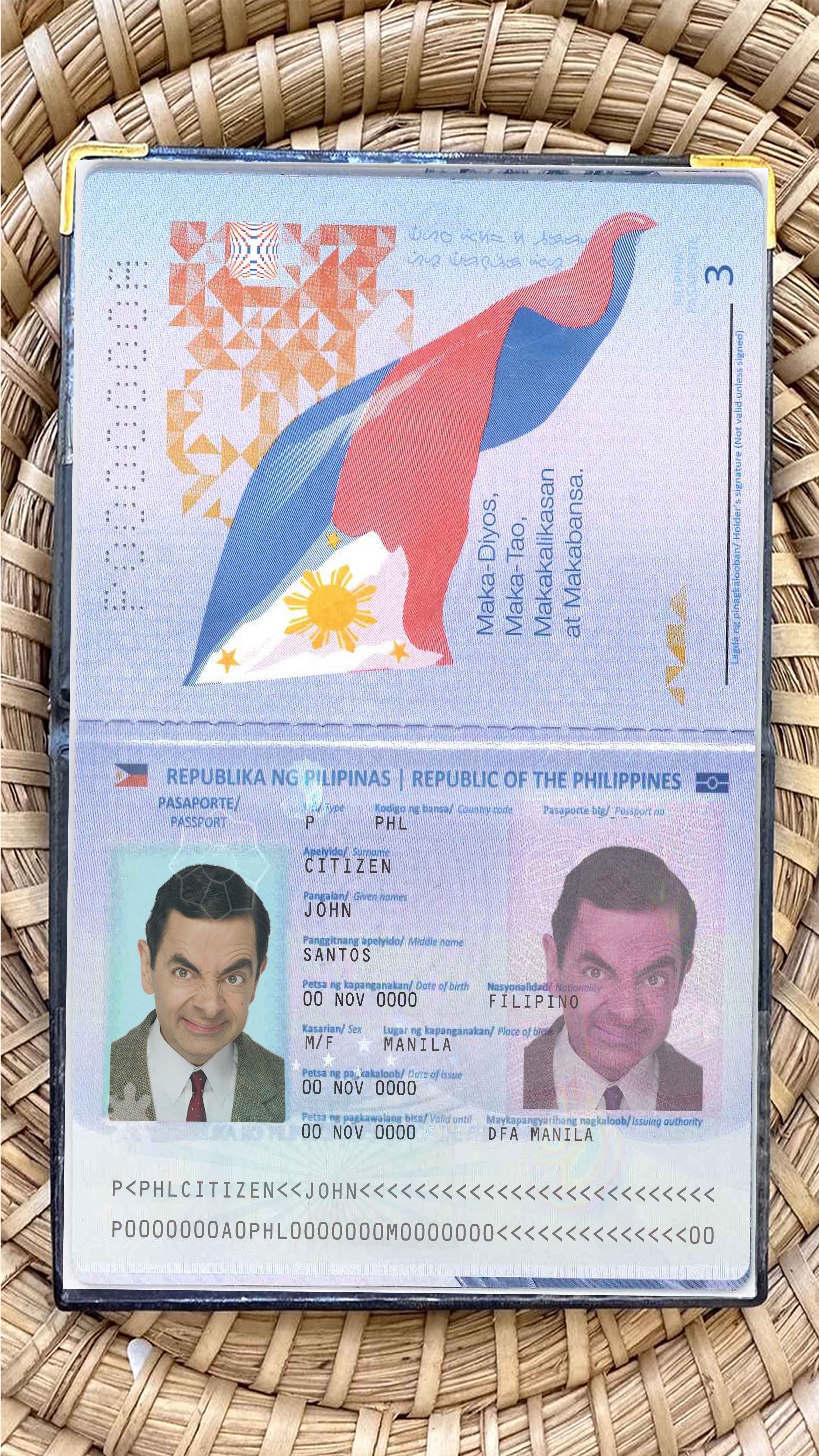 Philippines passport photo look PSD template
